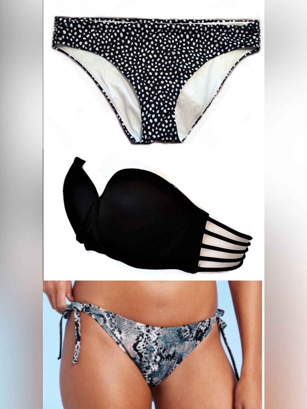 3 PC Swim Mashup: Victoria’s Secret, Shade & Shore Bottoms w/Bandeau Top